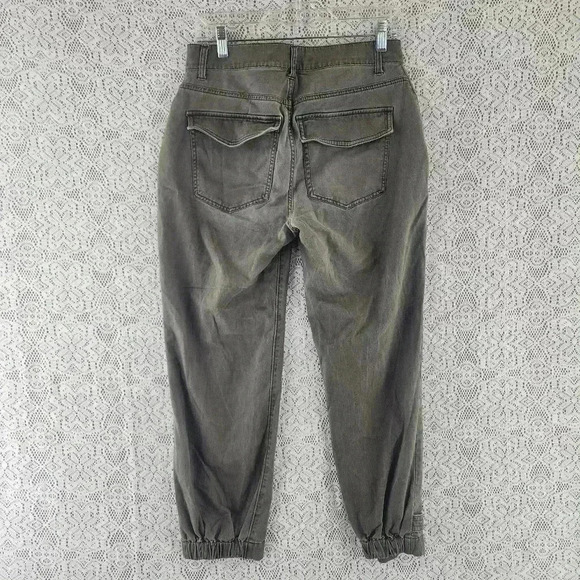 Express Crop Straight High Rise Army Green Jogger Pants Women's 4 - Picture 2 of 10